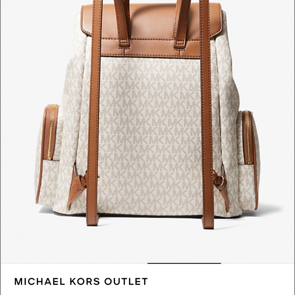 Michael Kors Brown and Cream Backpack with Gold Accents - Picture 3 of 5